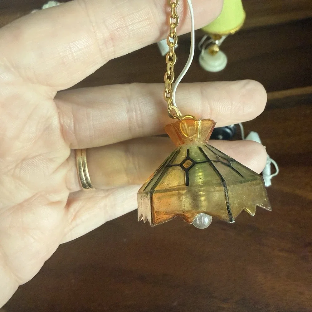 Vintage Miniature Dollhouse Lamp Lot 6 Pc Hanging Tiffany‎ Style Pendant Lights